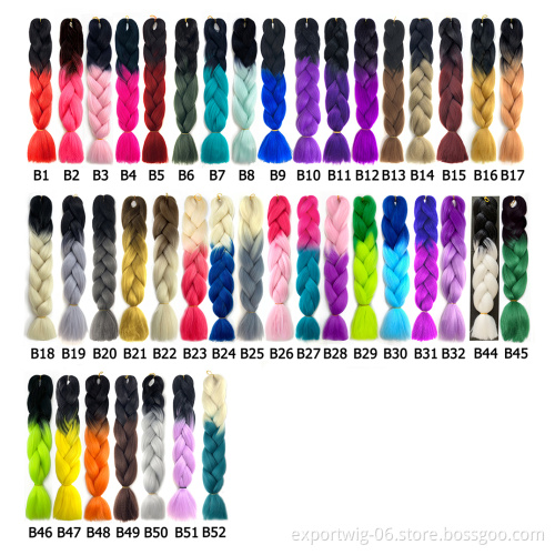 Wholesale 24Inch 100Gram Jumbo Braids Hair Synthetic Hair Extension High Quality Ombre Jumbo Synthetic Braiding Hair Extension